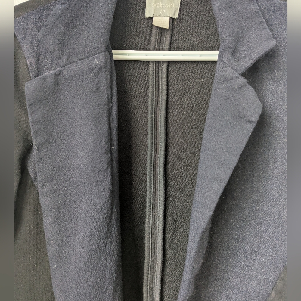 Black And Navy Open Front Blazer - S - Picture 4 of 9